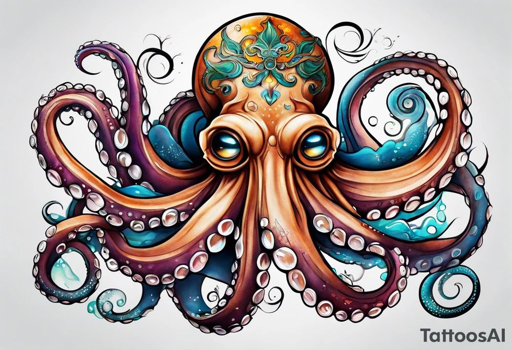 Octopus happy peaceful tattoo idea