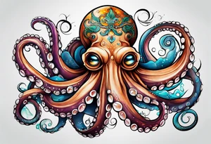Octopus happy peaceful tattoo idea