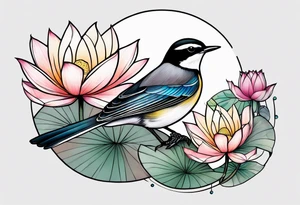 wagtail and lotus tattoo idea