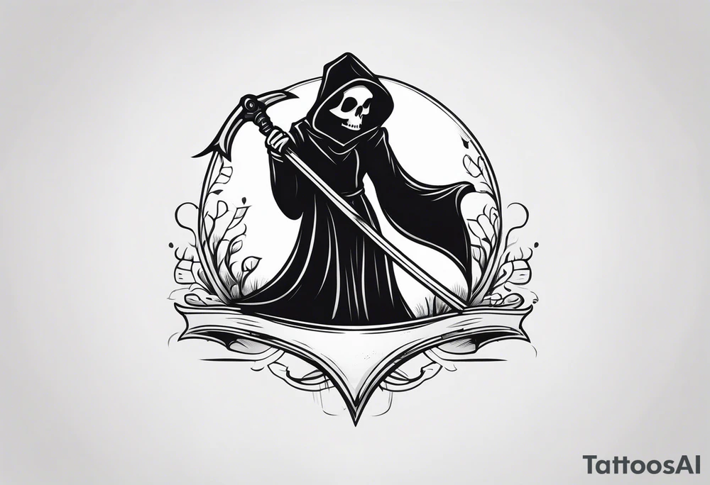 scythe grim reaper cute girlie tattoo idea