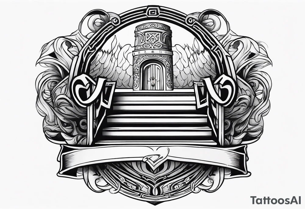 Valhalla sword shield stairs tattoo idea