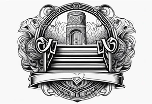 Valhalla  sword shield stairs tattoo idea