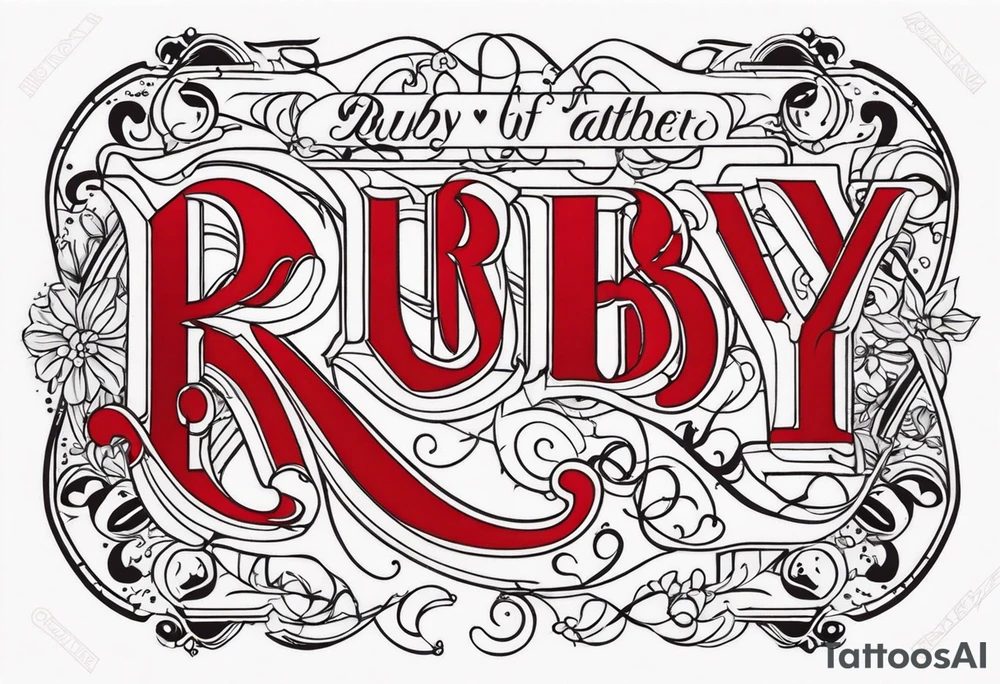Generate a pretty tattoo with the name of: Ruby tattoo idea Generate a pretty tattoo with the name of: Ruby tattoo idea