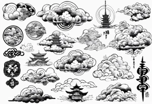 Japanese cloud with gojo anime tattoo idea