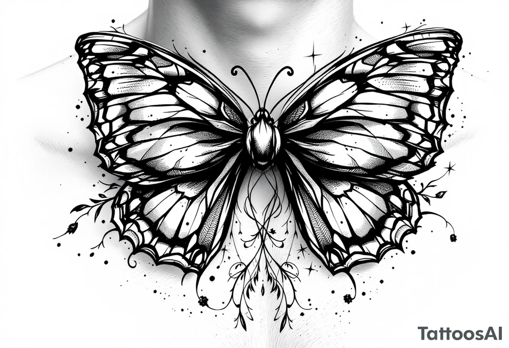 A bow tie with mixed with a butterfly tattoo idea