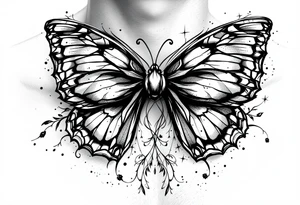 A bow tie with mixed with a butterfly tattoo idea