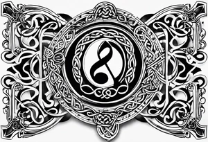 Celtic styling, anchor, bass clef note, treble clef note, dog paw print, half sleeve, forearm tattoo idea