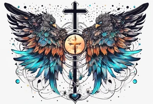 Constellation, wing , animal, snow , cross tattoo idea