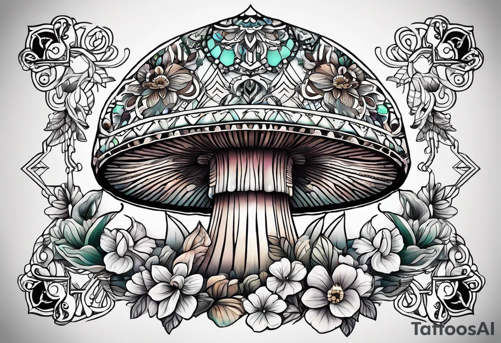 Mandala mushroom tattoo idea