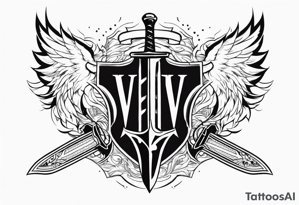 Valhalla sword shield lightning tattoo idea