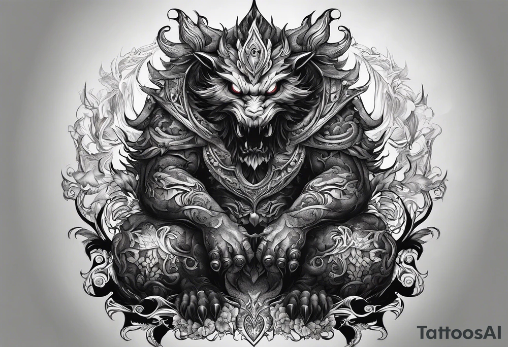 shadow monster sitting tattoo idea