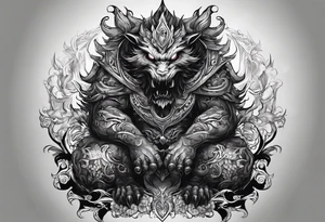 shadow monster sitting tattoo idea