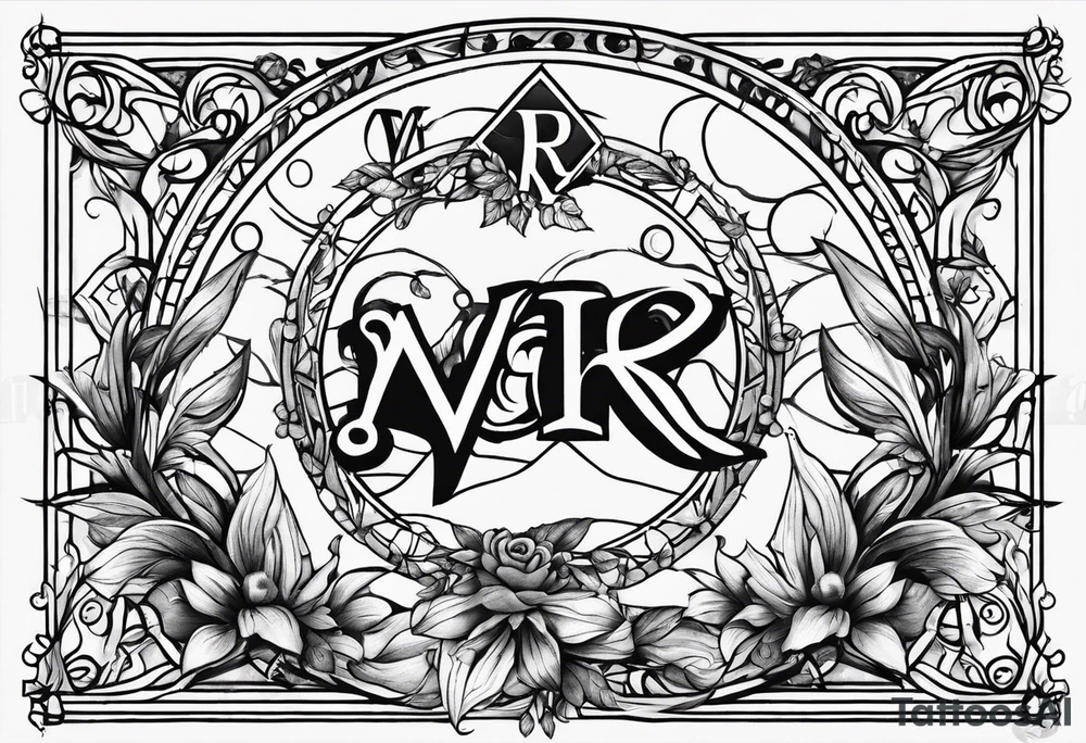 Virgo and Sagittarius zodiac signs with letter RR and date September 11 tattoo idea