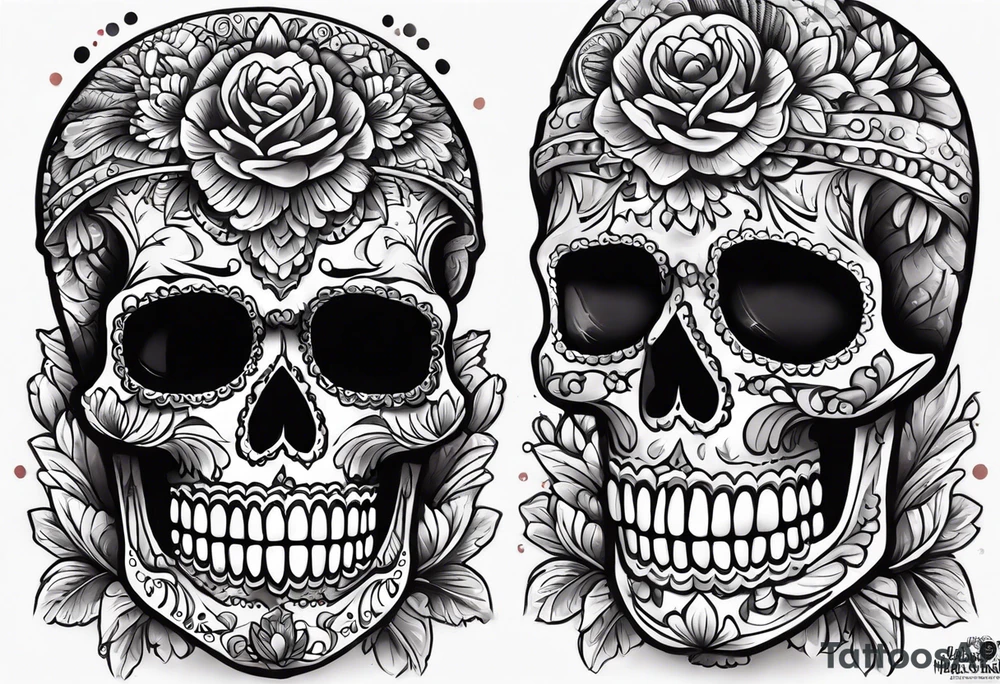 Mexico day of dead  rectangle  man skeleton tattoo idea