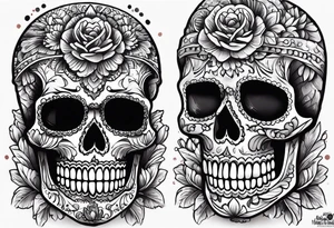 Mexico day of dead  rectangle  man skeleton tattoo idea
