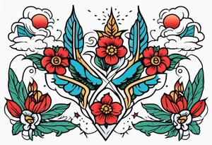 heaven vintage tattoo style old school traditional bold color tattoo idea