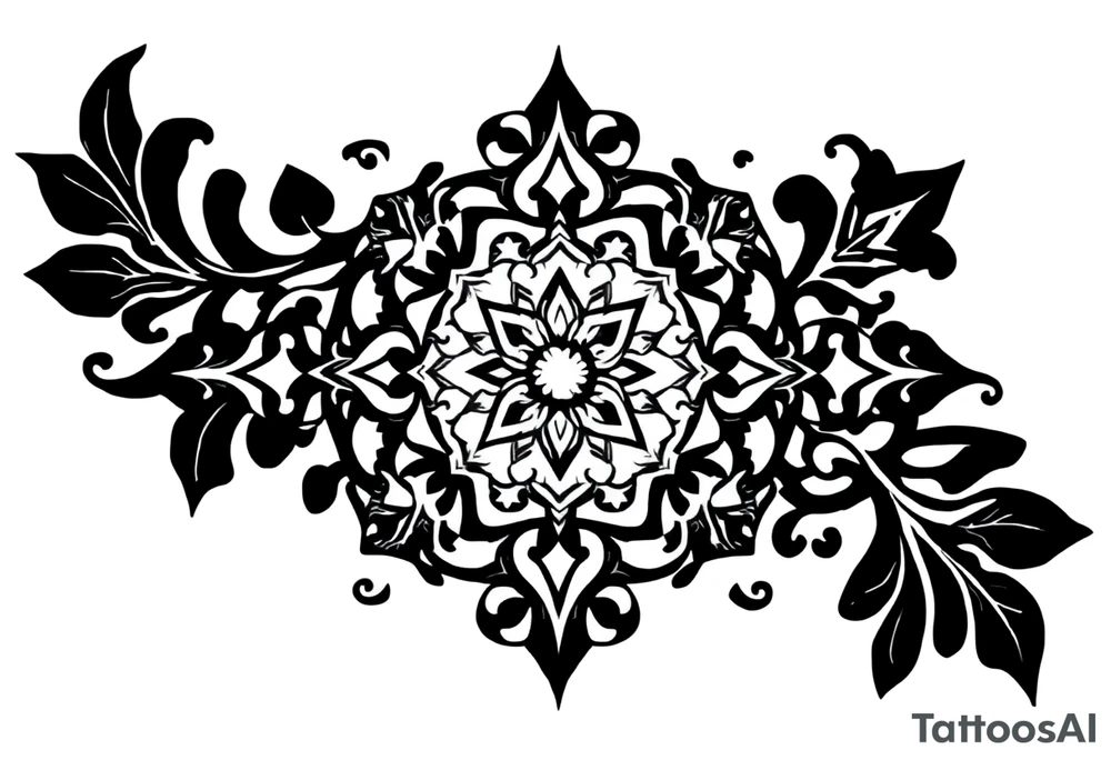 mytical shaman and witch ancient ornament with rhyme tattoo idea