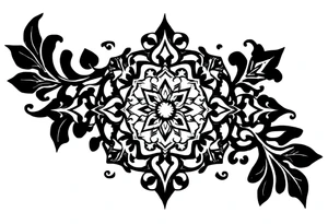 mytical shaman and witch ancient ornament with rhyme tattoo idea