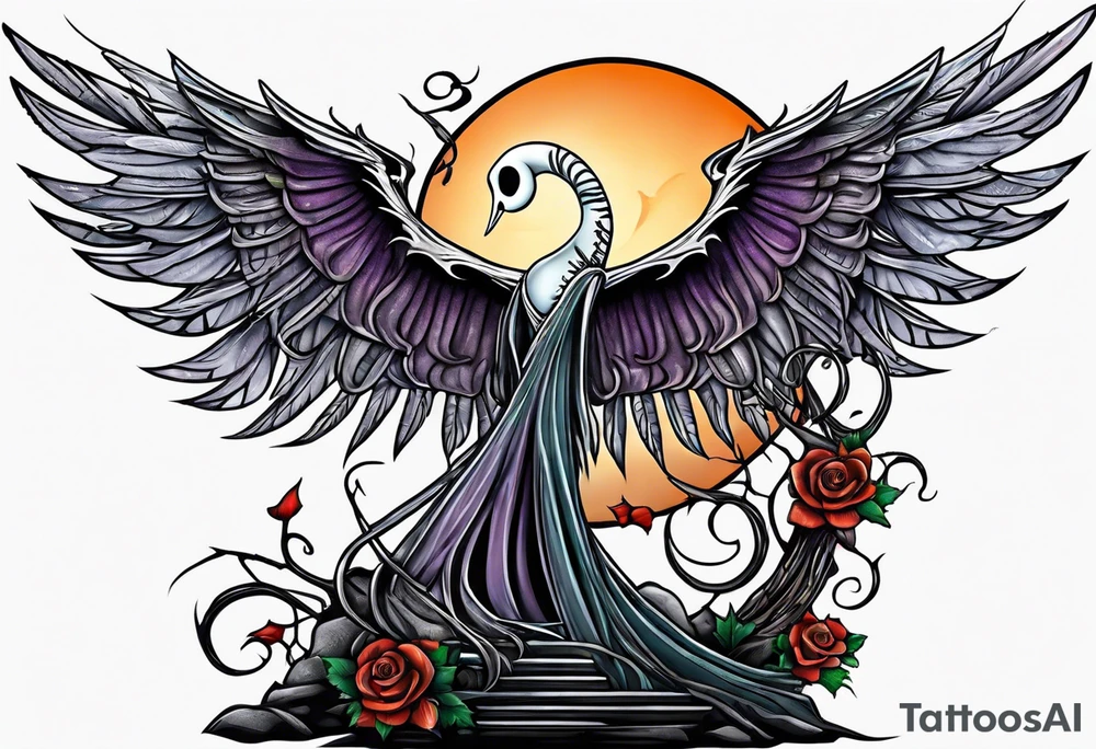 Nightmare before Christmas  statue with wings tattoo idea