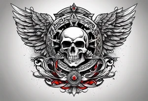 Forearm symbol of war and peace horizontal 30x8cm tattoo idea