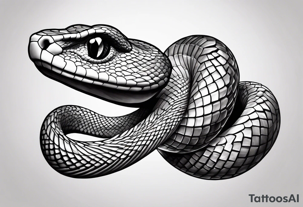 Snake 3d down the shoulder tattoo idea