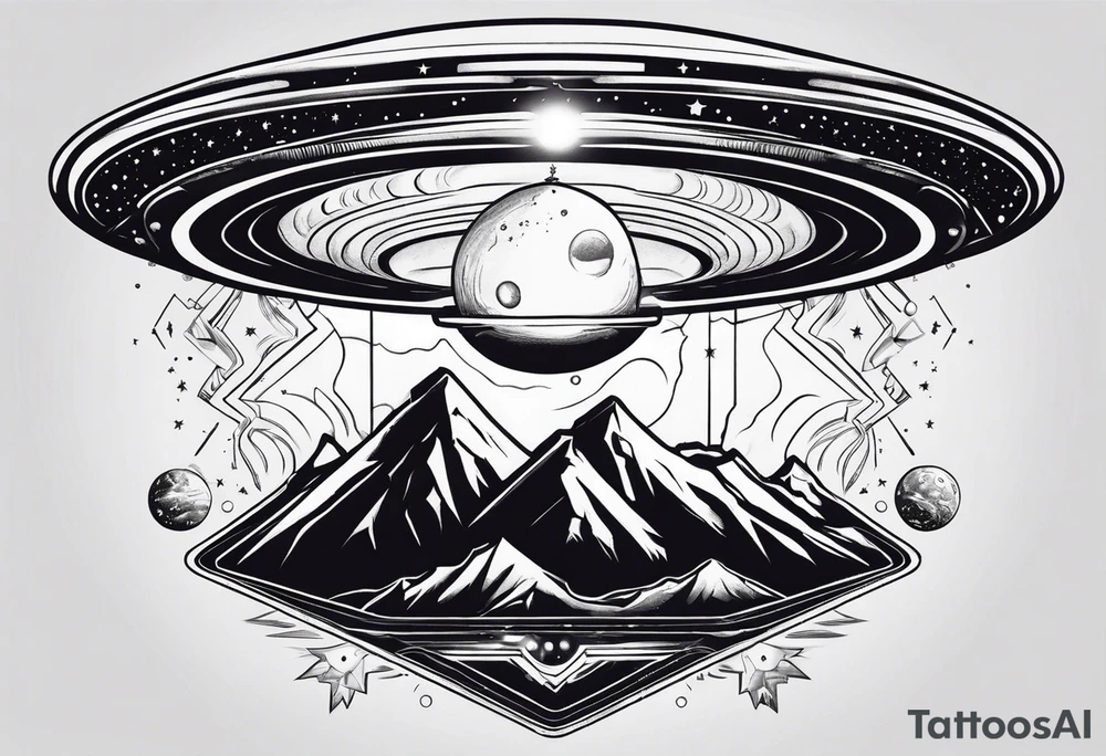 Space and ufo tattoo idea