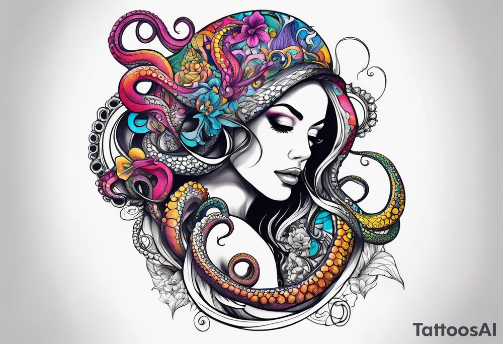 Half woman half octopus tattoo idea