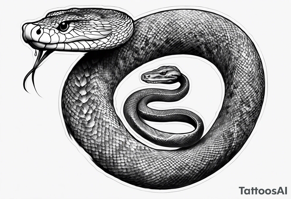 The snake Jogurmund that goes around my leg the whole length, and the head eats the tail tattoo idea