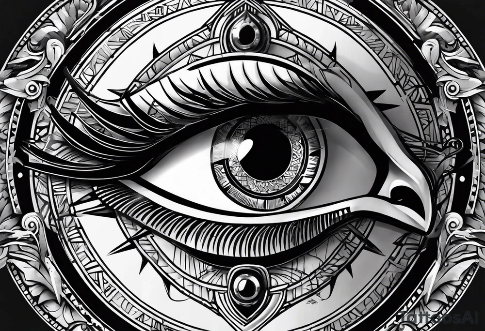 eye of horus inside compass tattoo idea