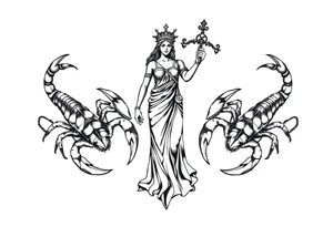 The figure of Lady Justice next to two Scorpions tattoo idea
