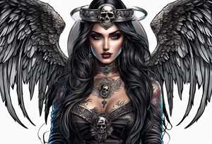 angel of death with a skull head tattoo idea