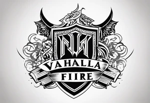 Valhalla fire sword shield stairs tattoo idea