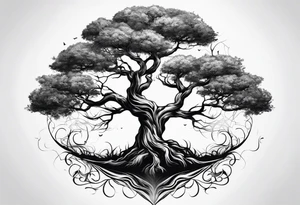 Two seperate trees twisting together tattoo idea
