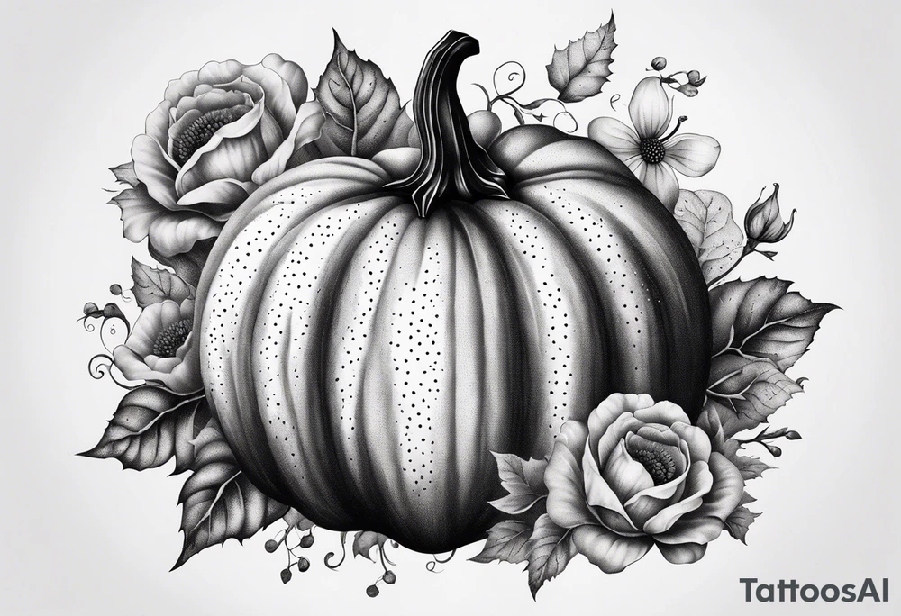 pumpkin with flowers tattoo idea
