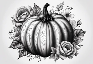 pumpkin with flowers tattoo idea