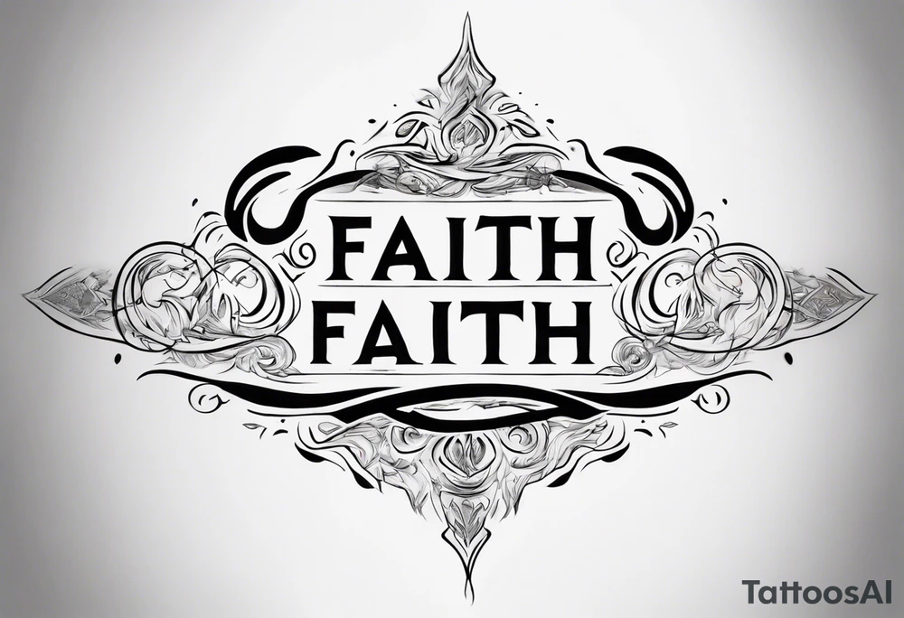 Horizontal inner bicep tattoo. “walk by faith, not by sight” stairwell wrapping around the quote. This design captures the essence of the journey guided by faith. tattoo idea