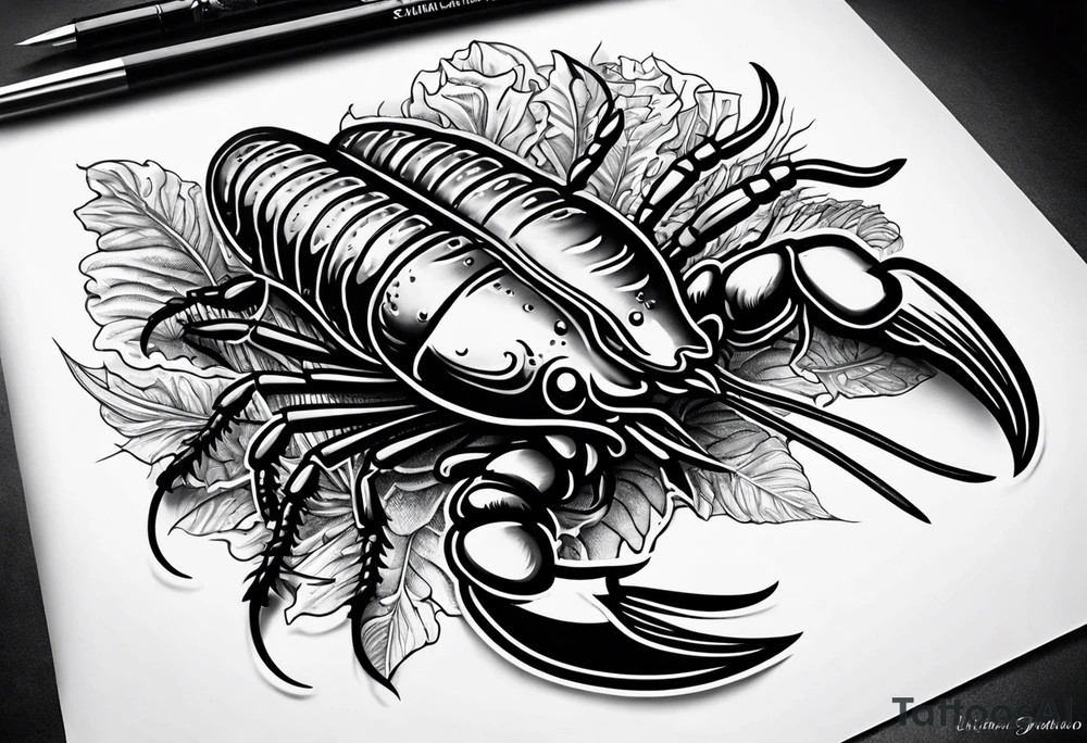 Crawfish with a gun in each claw tattoo idea