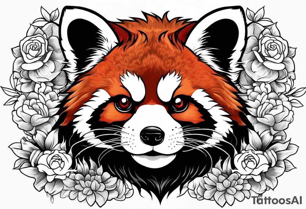 Red panda lucky cat tattoo idea