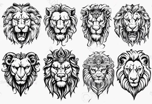 Roman ancient lion face tattoo idea