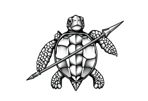 Turtle holding a trident tattoo idea
