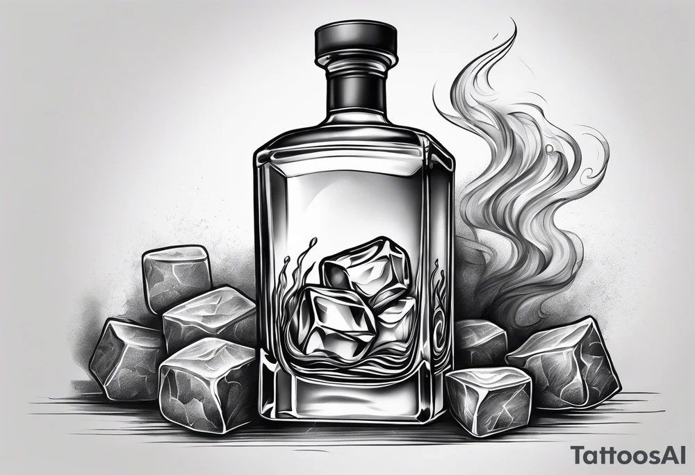 whiskey on the rocks with smoke tattoo idea