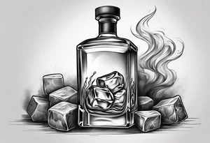 whiskey on the rocks with smoke tattoo idea