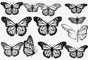 realistic monarch butterfly simple black outline landed on a twig tattoo idea
