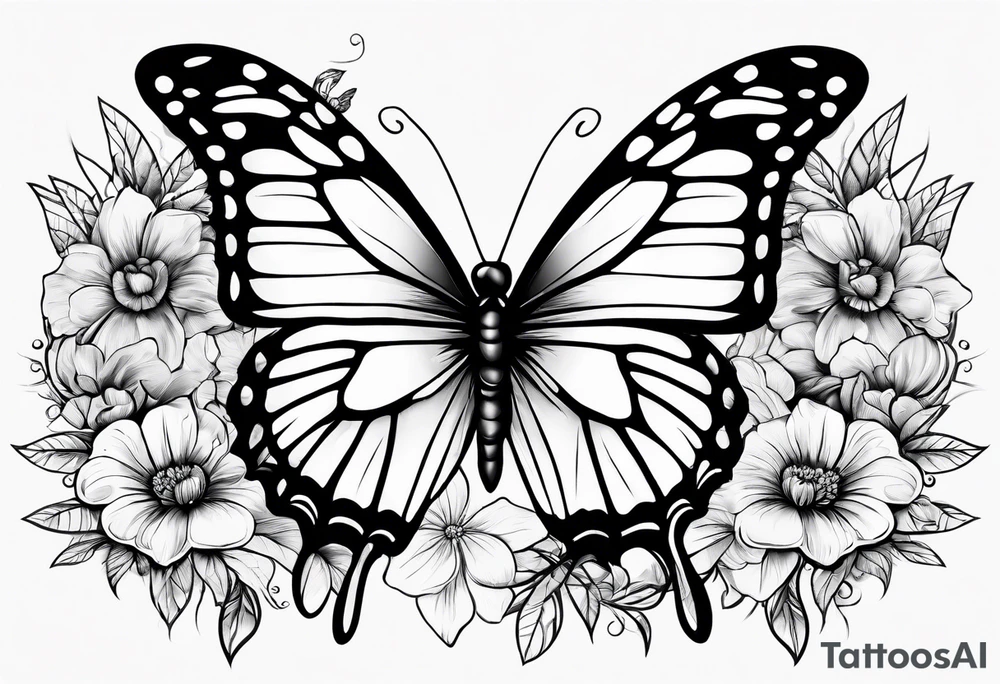 c cection scar needle and thred, flowers, butterfly tattoo idea