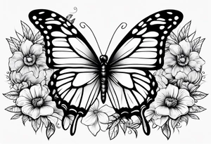 c cection scar needle and thred, flowers, butterfly tattoo idea