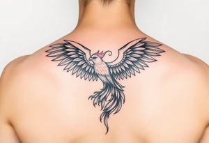 Feminine mother daughter phoenix tattoo with a touch of colour tattoo idea