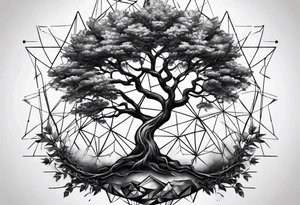 iron tree with branches ending in triangles, forearm tattoo tattoo idea
