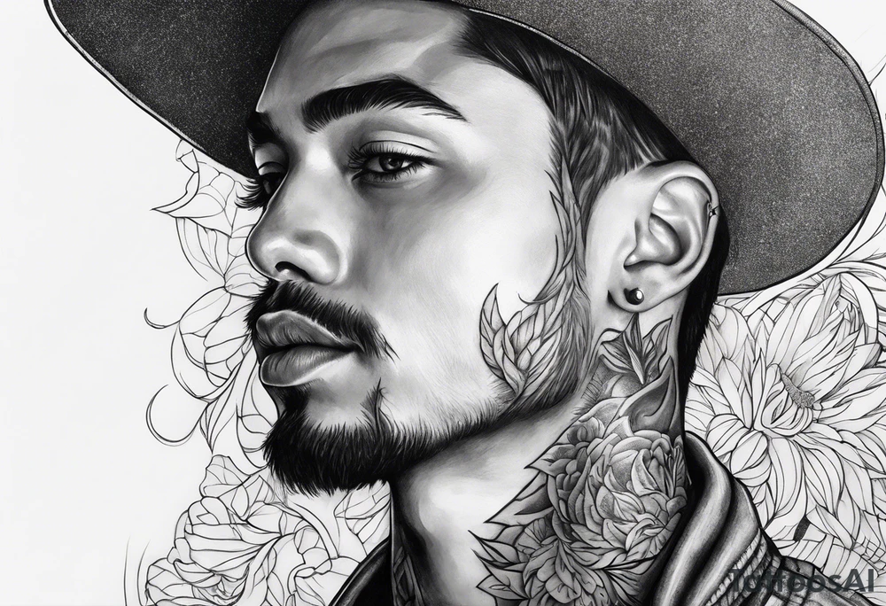 Portrait of a person with background tattoo idea
