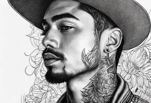 Portrait of a person with background tattoo idea