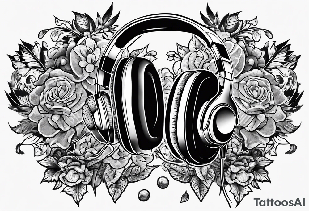 money with headphones with microphone tattoo idea